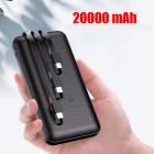 20000 mAh Portable Power Bank Fast Charger Powerbank Built in 3 Cables_1